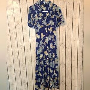 Vintage 90s Erika Paisley Floral Collared Dress Size small